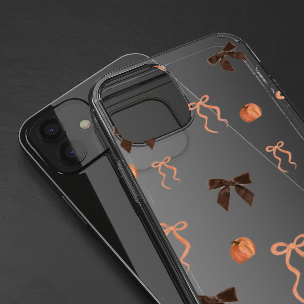 Pumpkin and Bow Fall- Clear Phone Case
