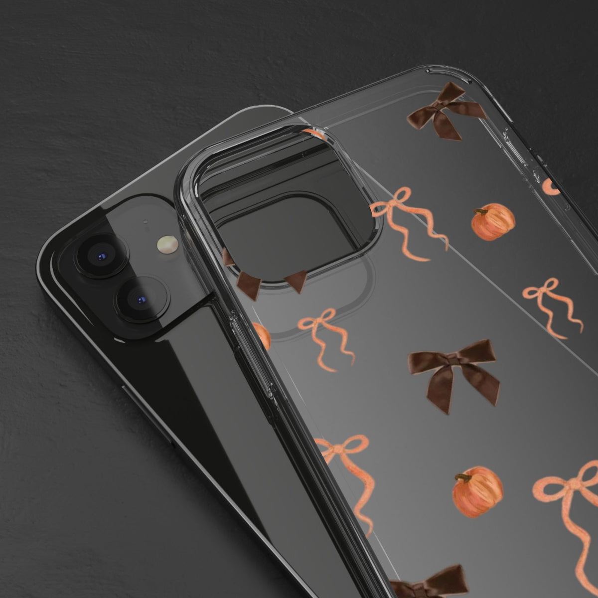 Pumpkin and Bow Fall- Clear Phone Case