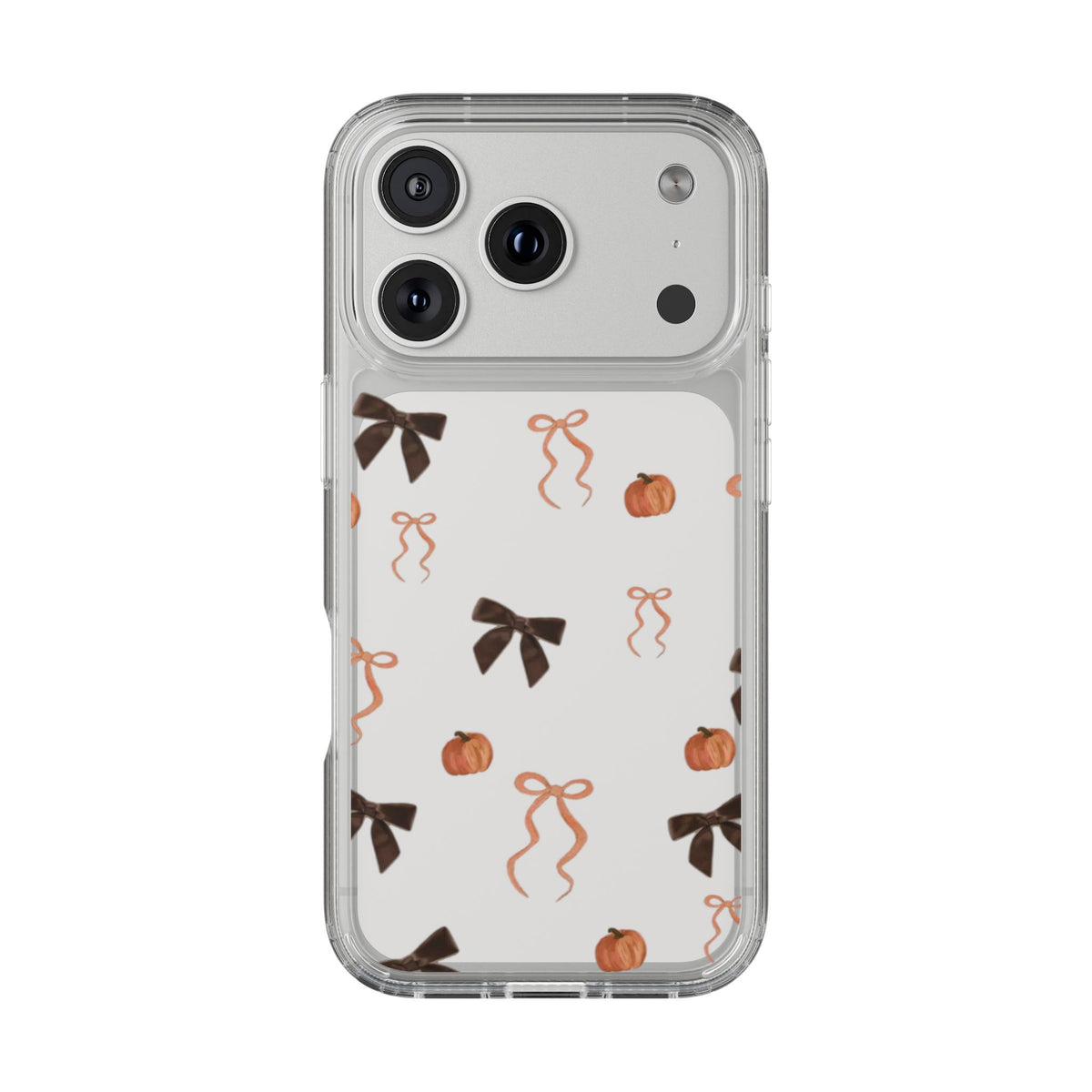 Pumpkin and Bow Fall- Clear Phone Case