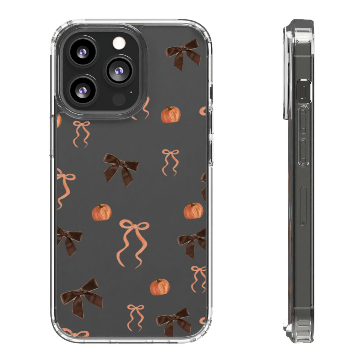 Pumpkin and Bow Fall- Clear Phone Case
