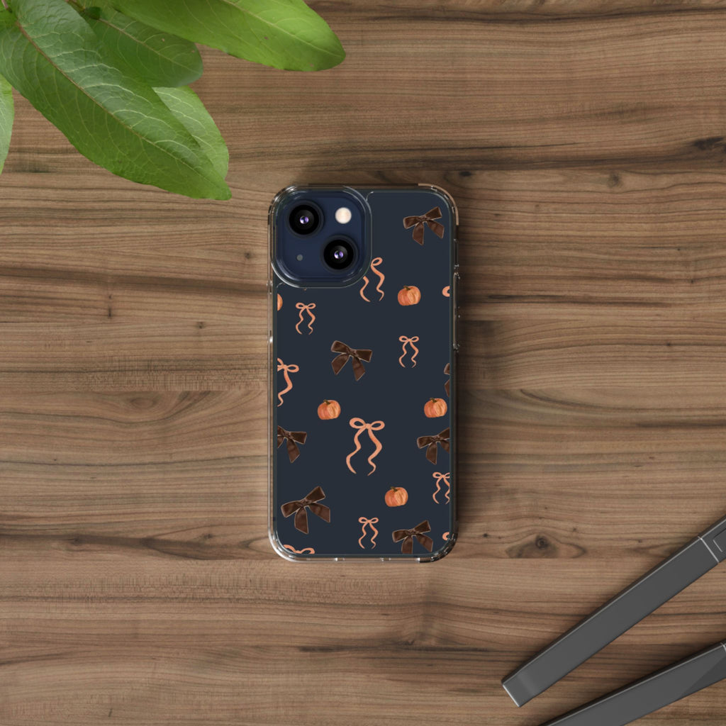 Pumpkin and Bow Fall- Clear Phone Case