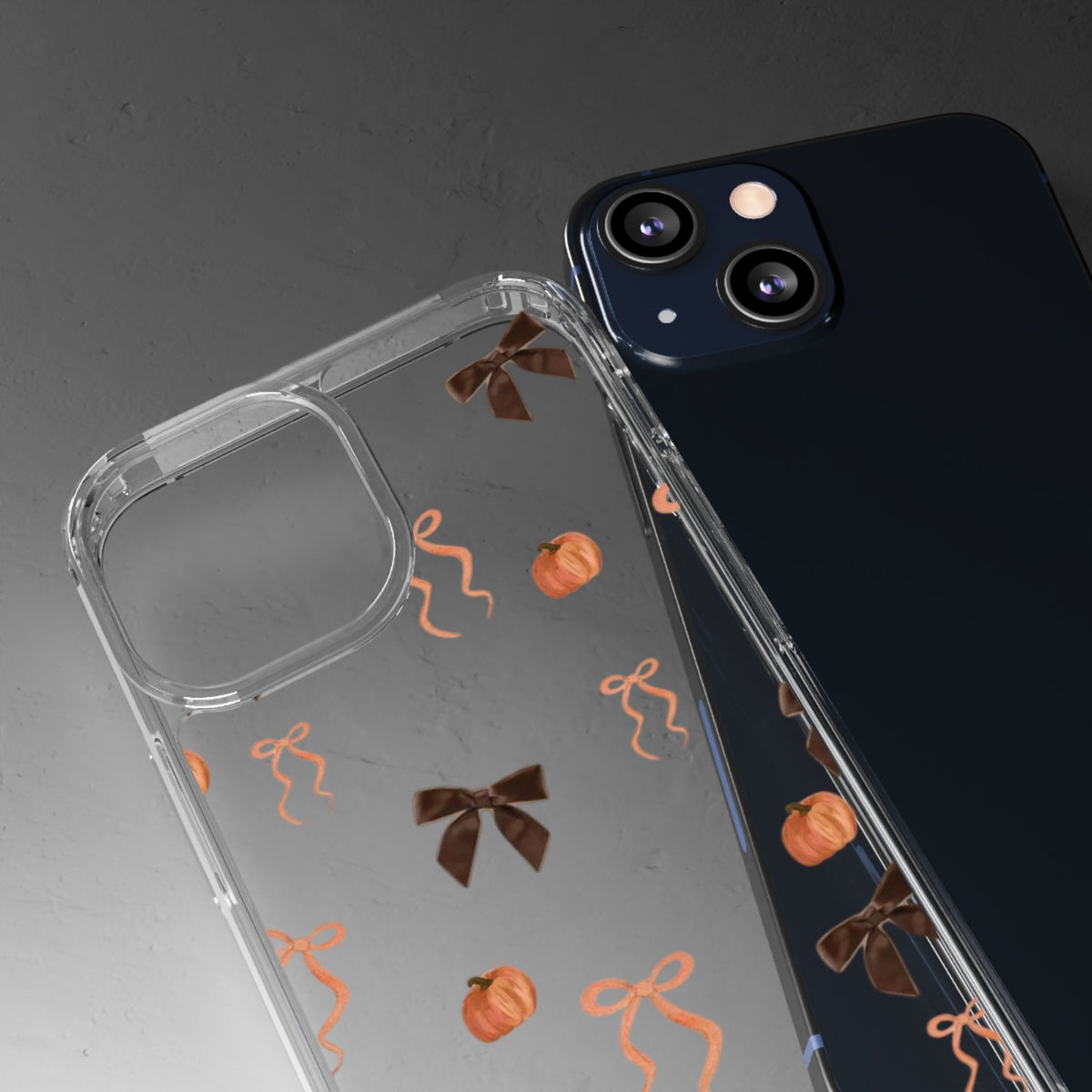 Pumpkin and Bow Fall- Clear Phone Case