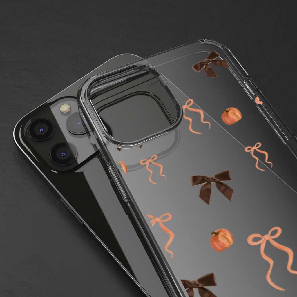 Pumpkin and Bow Fall- Clear Phone Case