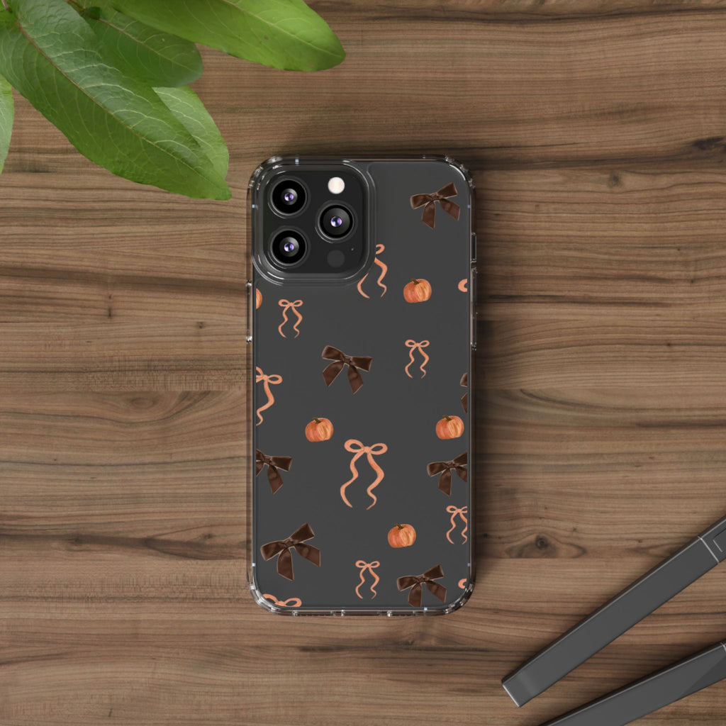 Pumpkin and Bow Fall- Clear Phone Case