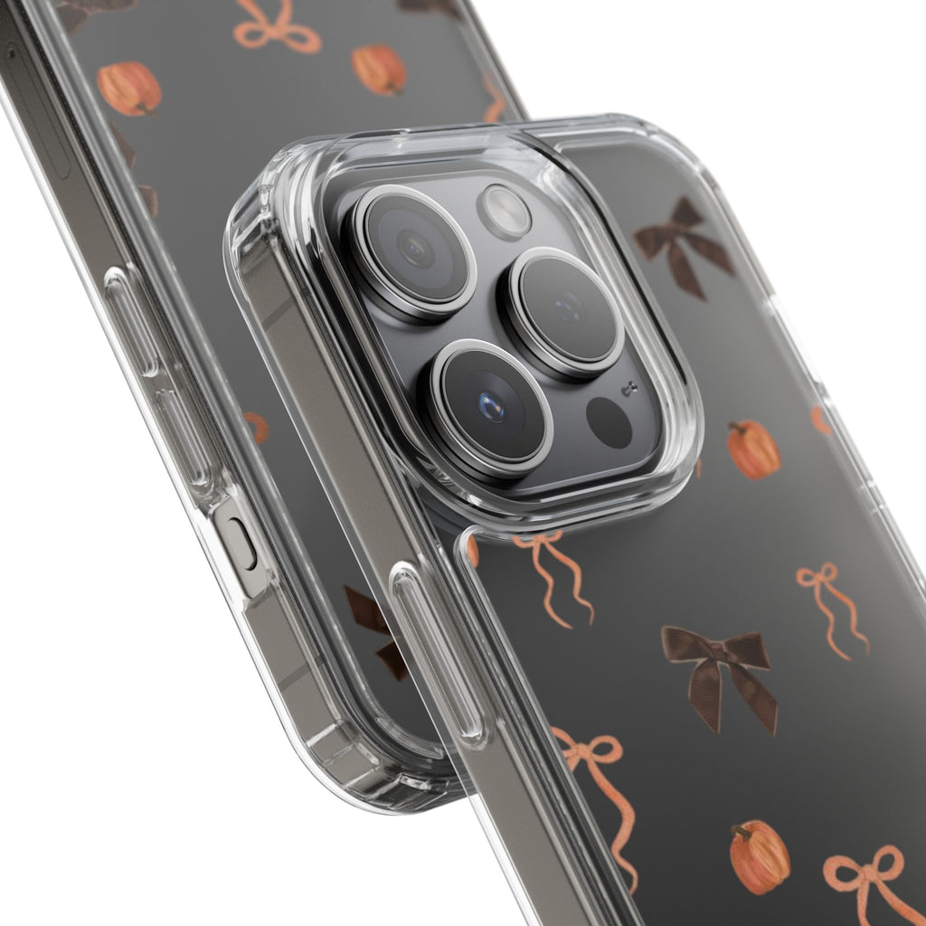 Pumpkin and Bow Fall- Clear Phone Case