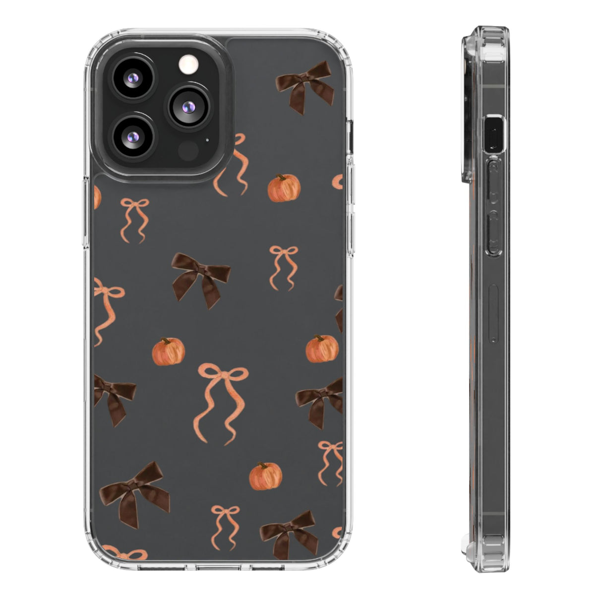 Pumpkin and Bow Fall- Clear Phone Case