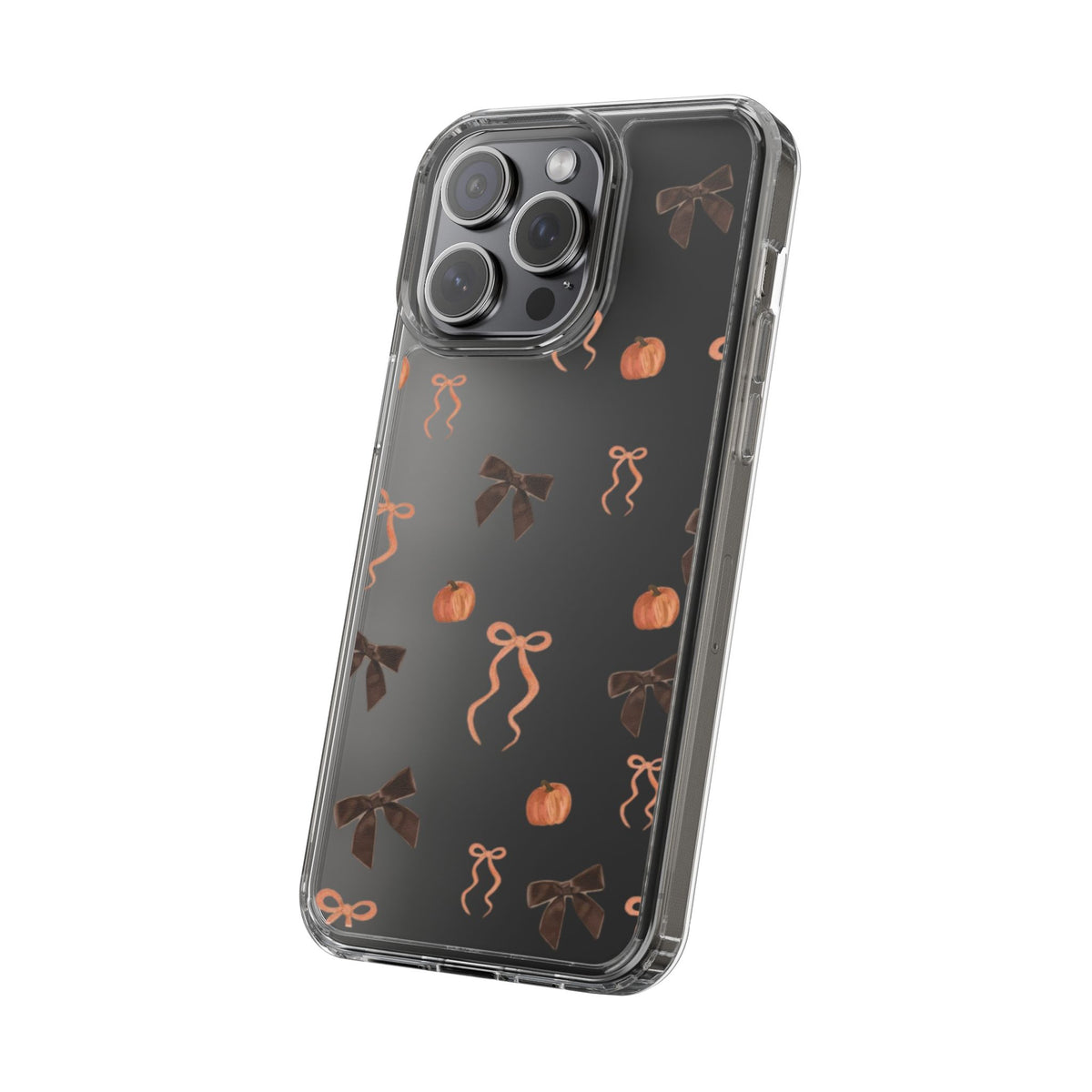 Pumpkin and Bow Fall- Clear Phone Case