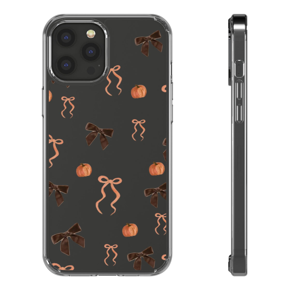 Pumpkin and Bow Fall- Clear Phone Case