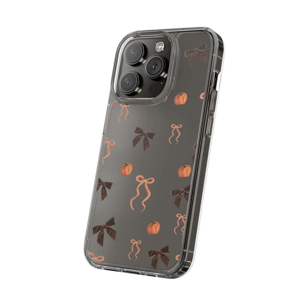 Pumpkin and Bow Fall- Clear Phone Case