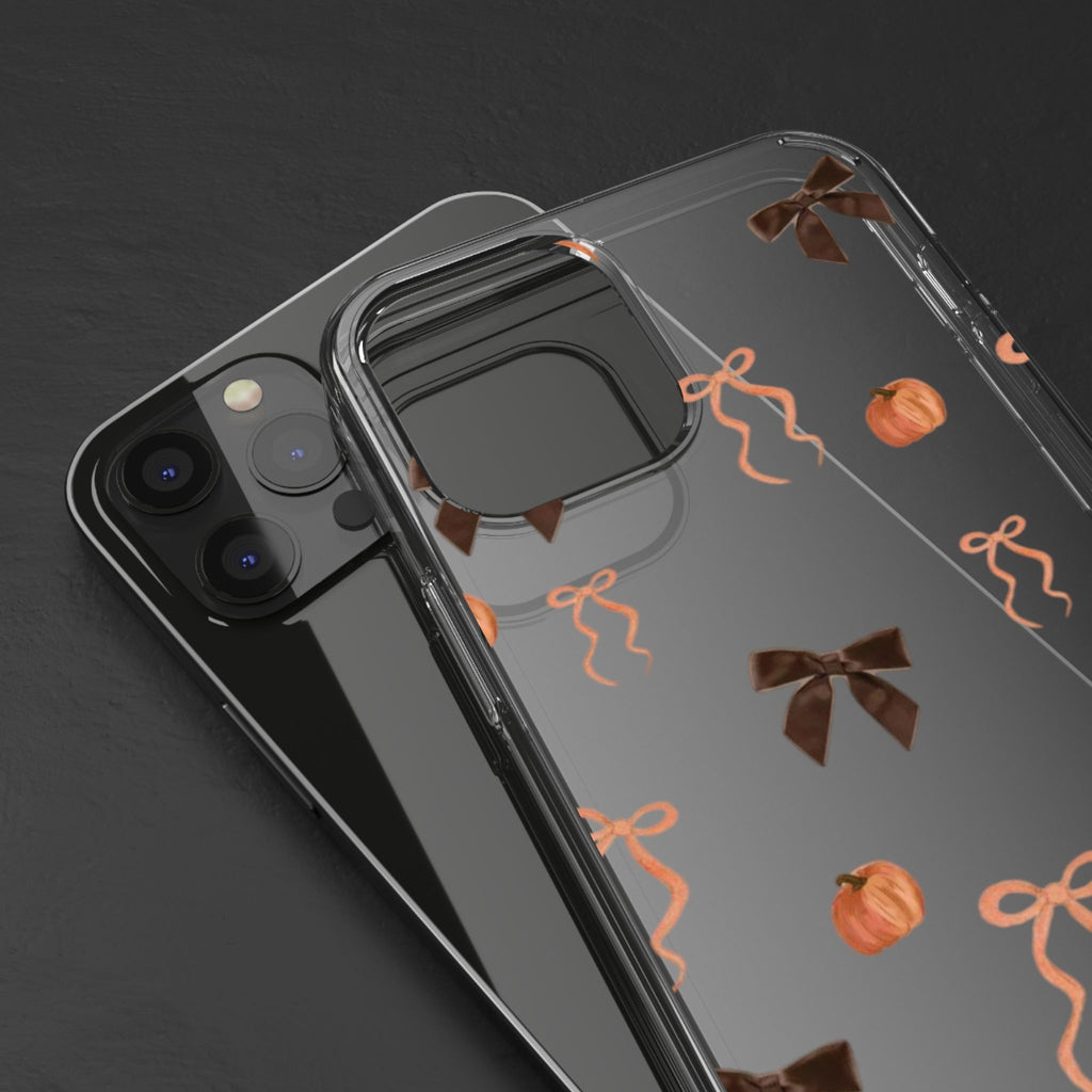 Pumpkin and Bow Fall- Clear Phone Case