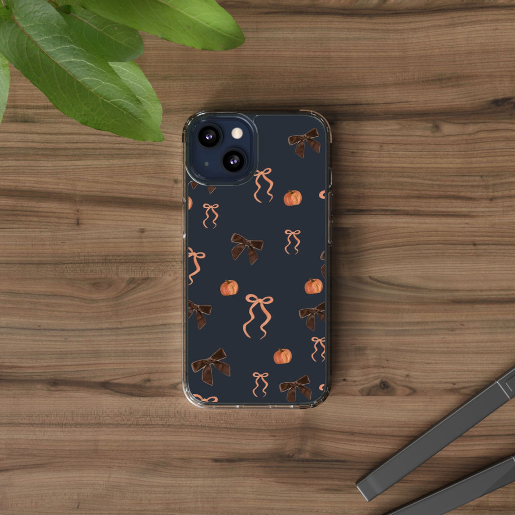 Pumpkin and Bow Fall- Clear Phone Case