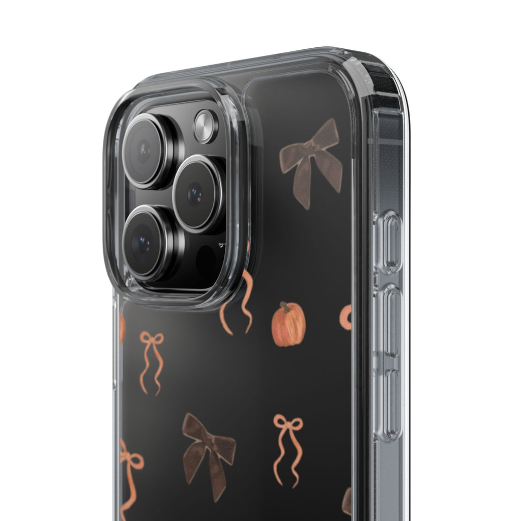 Pumpkin and Bow Fall- Clear Phone Case