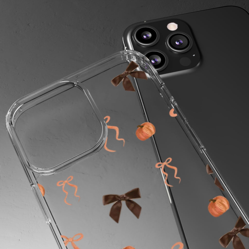 Pumpkin and Bow Fall- Clear Phone Case