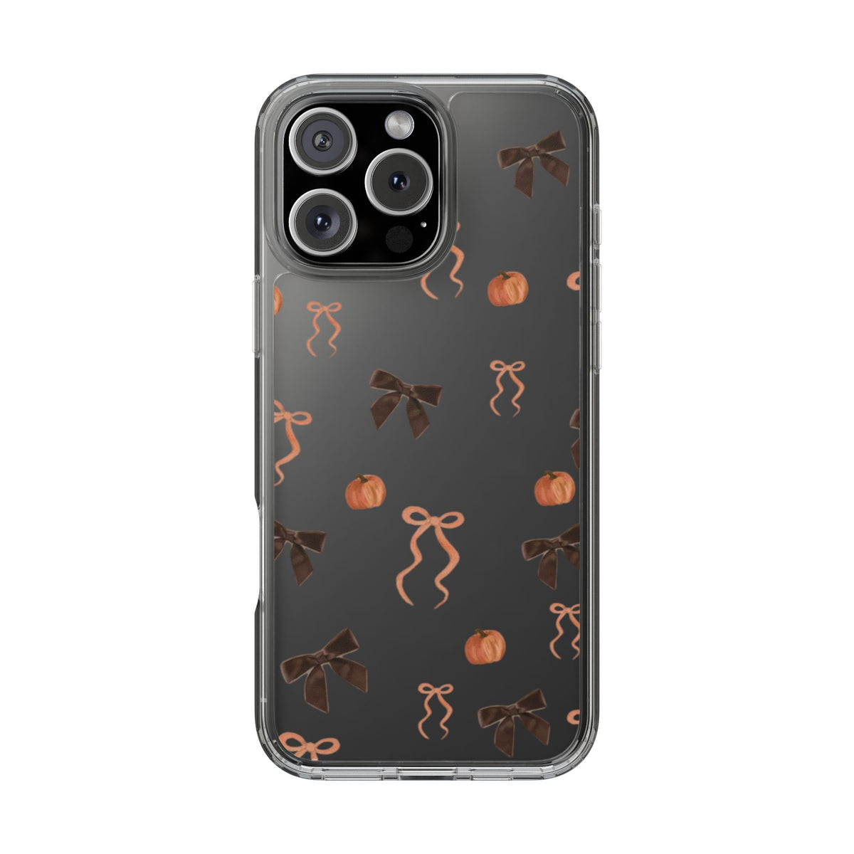 Pumpkin and Bow Fall- Clear Phone Case
