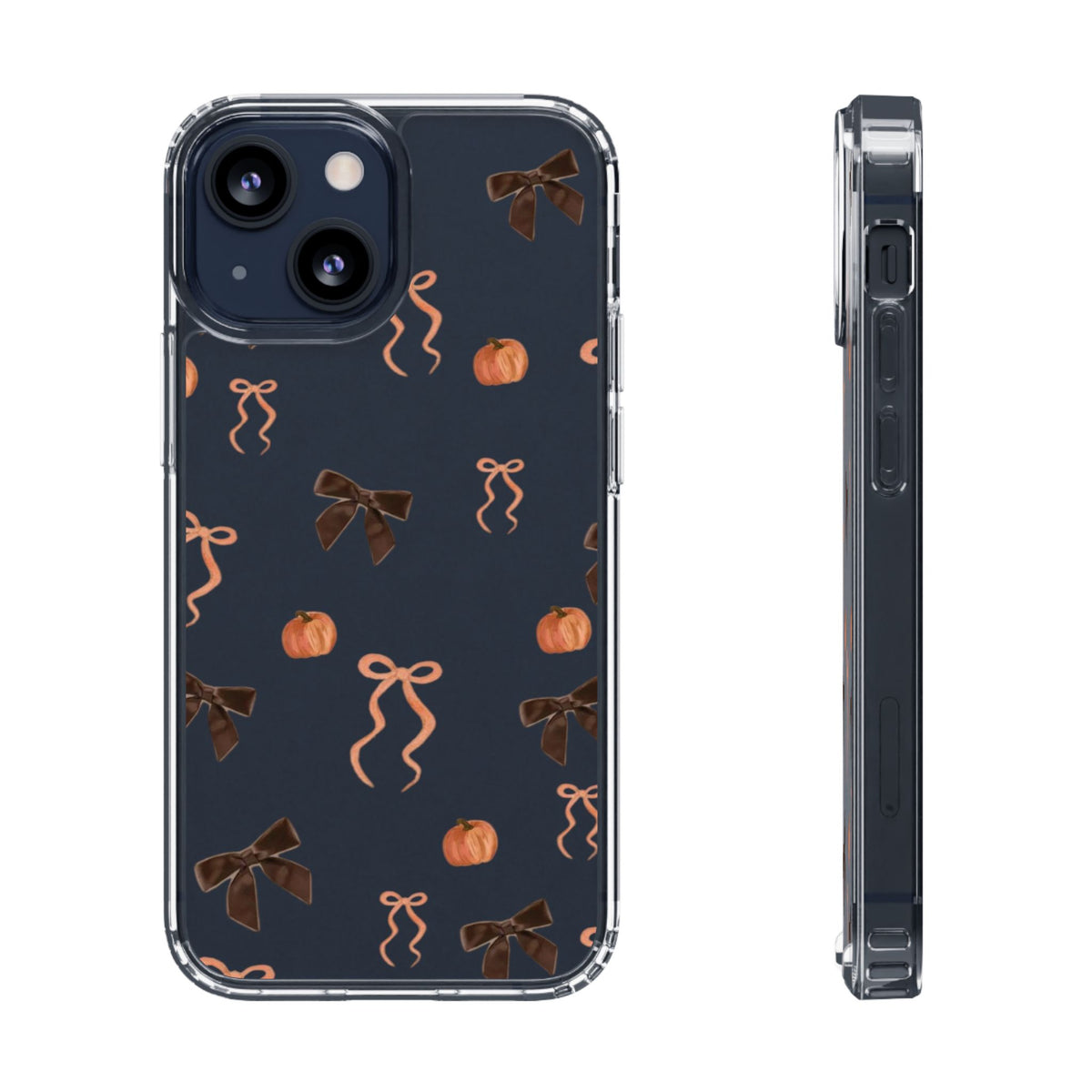Pumpkin and Bow Fall- Clear Phone Case