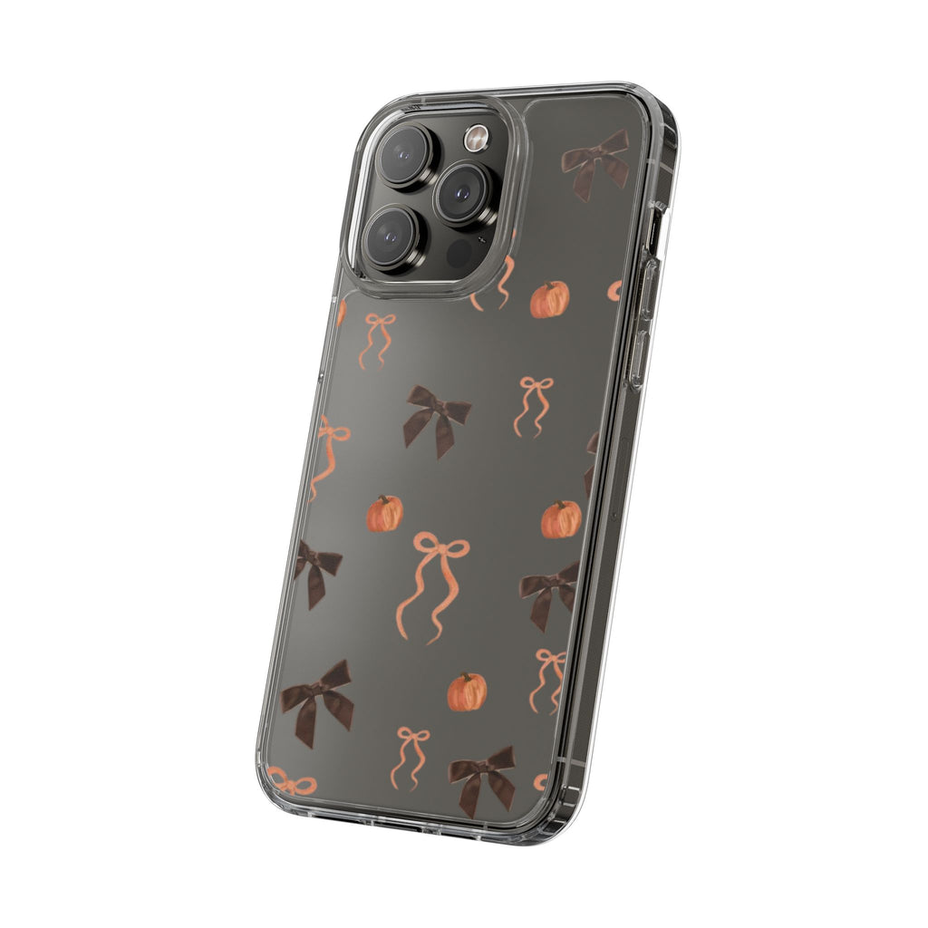 Pumpkin and Bow Fall- Clear Phone Case