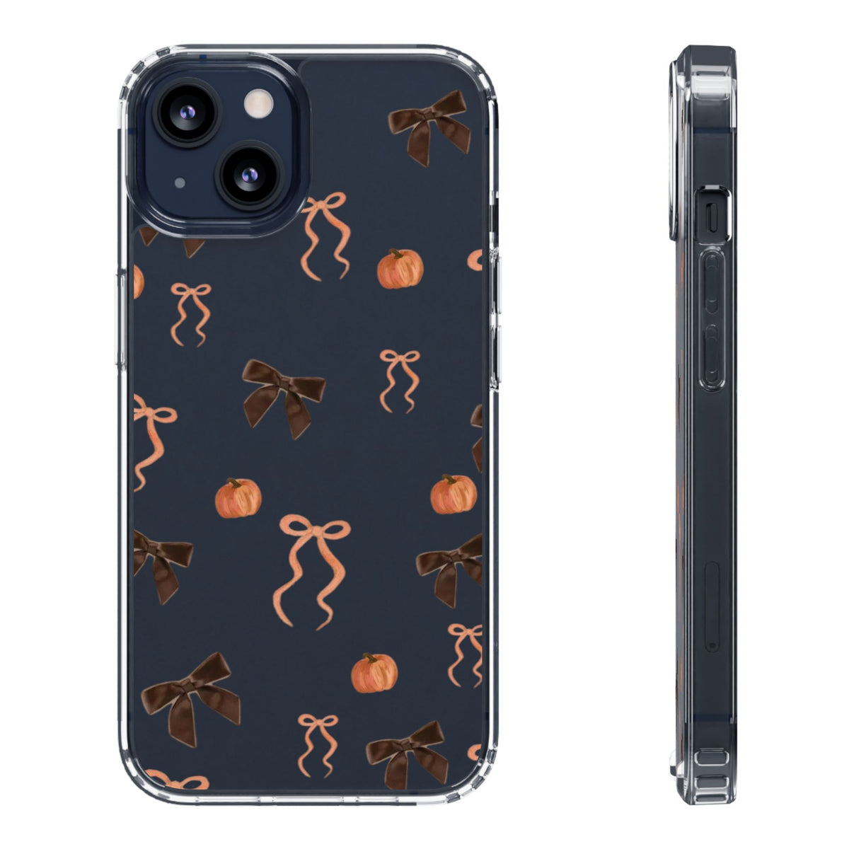 Pumpkin and Bow Fall- Clear Phone Case
